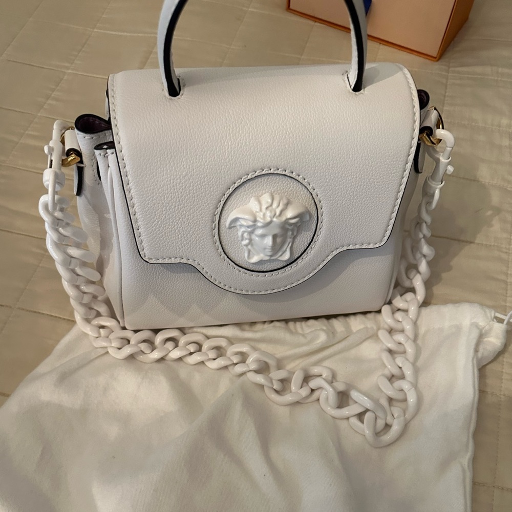 Versace white leather purse